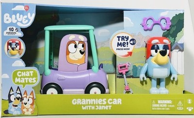 Bluey Chat Mates Grannies Car w/ Janet Figure   Talking Toy w/ 10 Phrases | NEW
