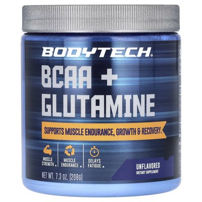2 X BodyTech, BCAA + Glutamine, Unflavored, 7.3 oz (208 g)