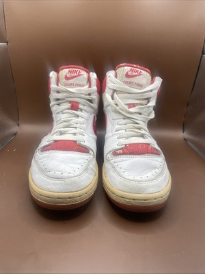 Nike Vintage 1987 Red and White High-Top Sneakers Men's Size 7.5