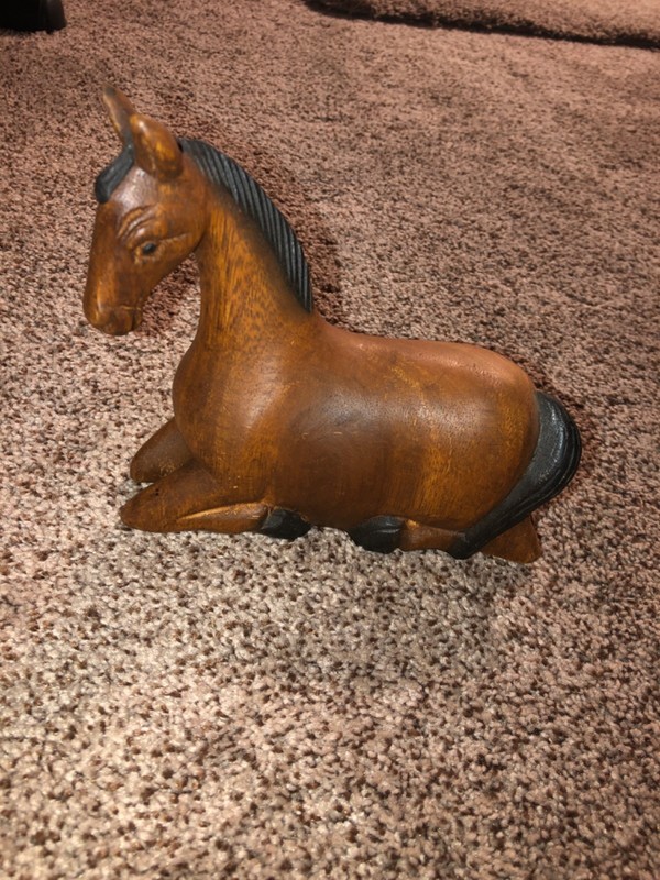 5”X 6” Vintage Handcrafted Wooden Horse Figurine 1962 3" Tall x 3" Long