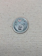 I Love Tea - Tea Lover Themed Badge -  Large Resin Topped Pin Badge