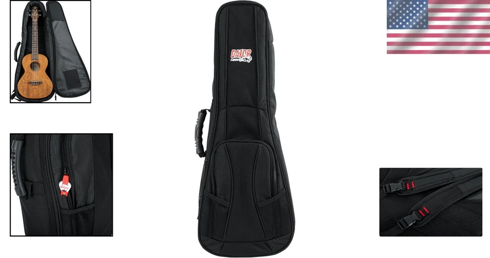 Stylish Black Synthetic Ukulele Gig Bag for Tenor Instruments - 27.75" Size - Image 2 of 4