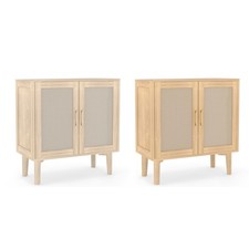 Buffet Sideboard Cabinet with Storage Storage Cabinet with PE Rattan Decor Doors