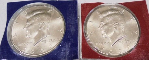2008  P, D  BU Kennedy Half Dollars From Mint Set # 476