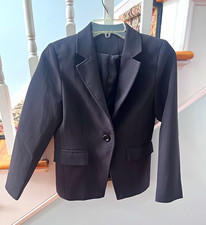 Black Teens S One-Button Notch Lapel Lined Single-Breasted Blazer Jacket
