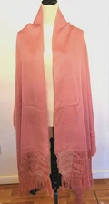 Dusty Rose Traditional Mexican Rebozo | Handloom Shawl with Fringe | Wrap /Scarf