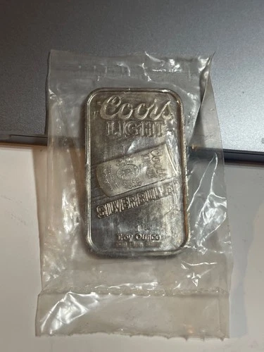 1 oz .999 Silver Bar - Coors Light Silver Bullet Bar, Original Sealed Pkg, Rare