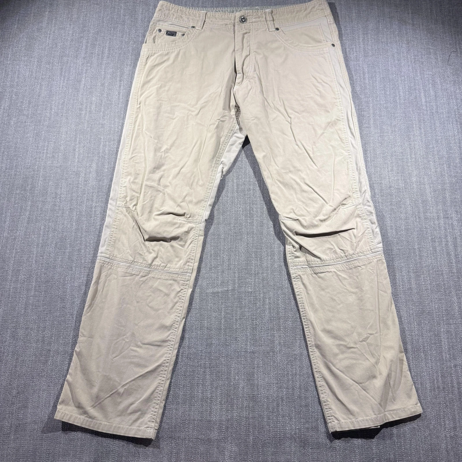 Kuhl Pants Mens 34x30 Beige Canvas Straight Leg Outdoor Hiking Workwear Trail