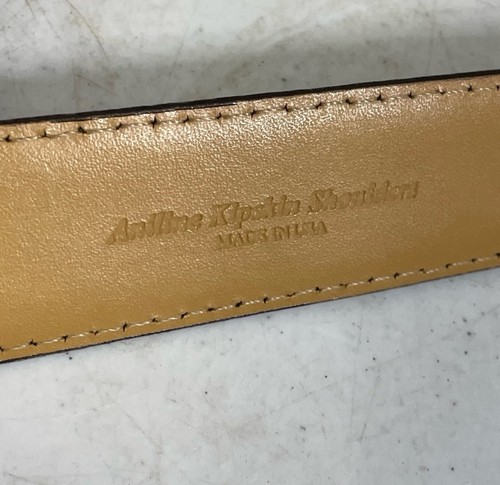 Mens Johnston & Murphy Belt - Beige - Size 38 - Italy Aniline Kipskin Leather - Picture 3 of 9