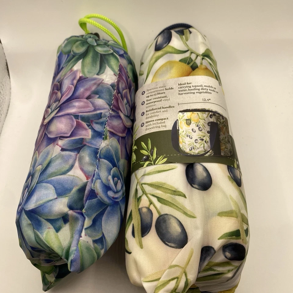 SEED & SPROUT FOLDABLE GARDENING BUCKETS 12.5" X 9.5" Waterproof Set of 2 - Image 4 of 4