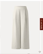 OGL Move Women's Breezy Linen Mid Rise Wide Leg Pant with Pockets 2XL