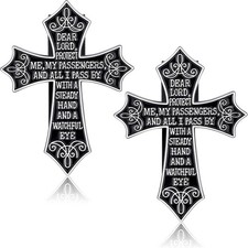 2 Pcs Religious Visor Clips for Cars, Guardian Angel Traveler Prayer Cross Sun V