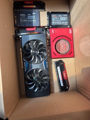 Used computer parts lot (16GB RAM, AMD CPU, AMD GPU, Deep Cool Heatsink)
