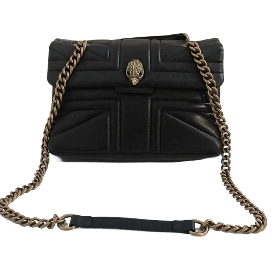 Kurt Geiger Black Leather Medium Satchel Crossbody Bag With Brass Hardware - Image 3 of 4