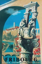 13845.Decor Poster.Home Interior design.Wall Art.Vintage Swiss Travel Fribourg