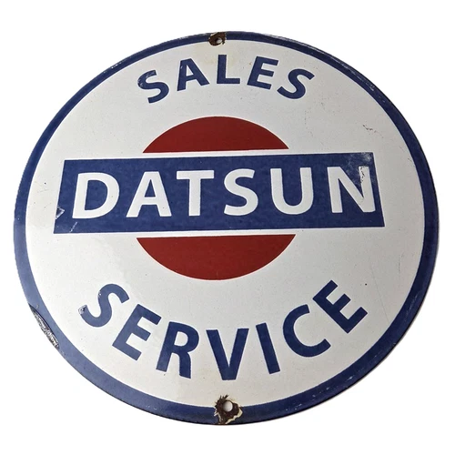 Vintage Datsun Sign - Automobile Gas Pump Service Dealer Porcelain Sign