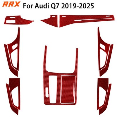 13Pcs Red Carbon Fiber Full Interior Trim Kits For Audi Q7 SQ7 Q8 SQ8 RSQ8 19-26