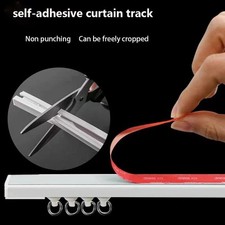 Self Adhesive Curtain Track Rail Wall Ceiling Mount Silent Sliding No Drilling