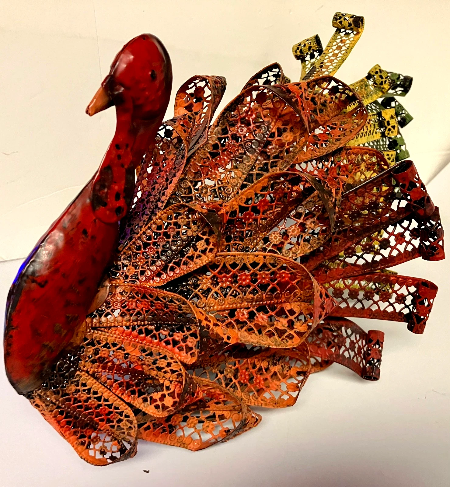 Turkey Centerpiece - Hand Crafted Sculptured Metal - Thanksgiving Centerpiece