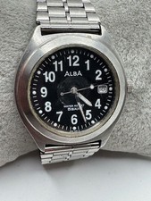 Vintage Men's Seiko Alba V732-X115 Silver Tone Quartz Date Watch New Battery