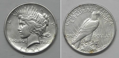 X7241  1921 Peace Dollar, XF details, cleaned
