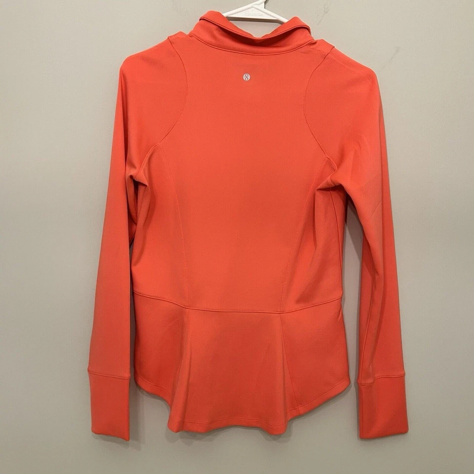 Pullover de rendimiento de capa 8 para mujer XS naranja 1/4 cremallera ropa deportiva Qwick Dry Foto 2 de 4