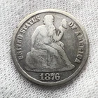 1876-CC Seated Liberty Dime CARSON CITY Ten Cent 10c 90% Silver US Coin
