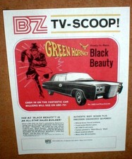 BZ TV Scoop Green Hornet Black Beauty 1966 Advertisement Full Color PHOTO COPY