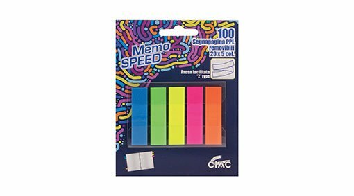 segnapagina adesivi ciac 1940 12x44mm removibili 100pz colori fluo
