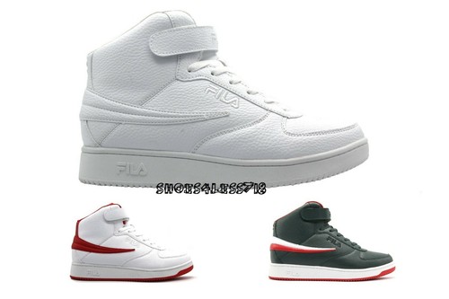 NEW MENS FILA A HIGH ALL WHITE GREEN RED WHITE RED HIGH TOP BASKETBALL SNEAKERS - Picture 3 of 8