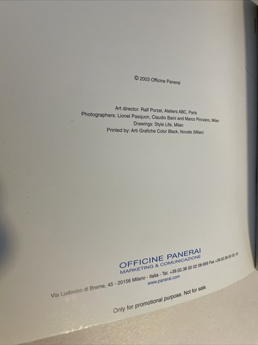 OFFICINE PANERAI 2003 BOOKLET Catalog 80 Pages + Price List Laboratorio Di Idee - Picture 6 of 7