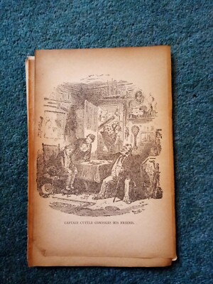 61-9 Ephemera Vintage Buch Bild Dombey und Sohn - Captain Cuttle 