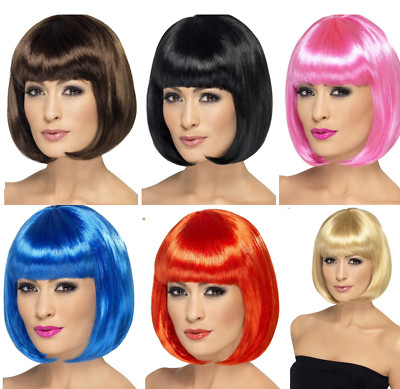 Bob Cut Damen kurze sexy Fransen Bob Perücke farbig Erwachsene Kostüm