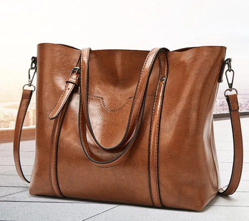 Para mujeres Nuevo Estilo Bolso de Cuero Grande Capacidad Bolso de Mano Liso Bolsos - Imagen 2 de 10