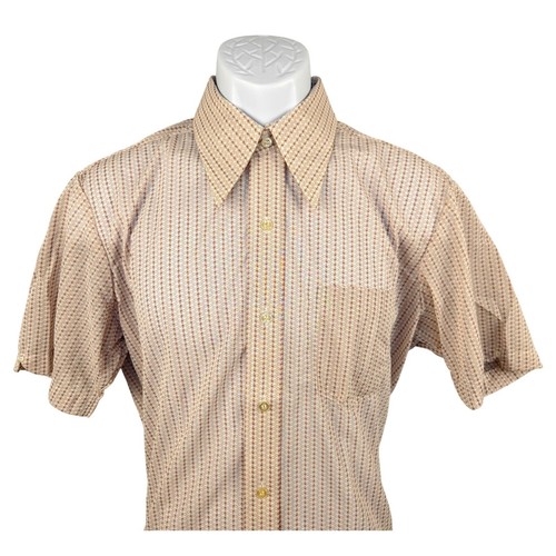 Vintage Nobility Knit Shirt 70s Style Short Sleeve Button Up Patterned Mens L