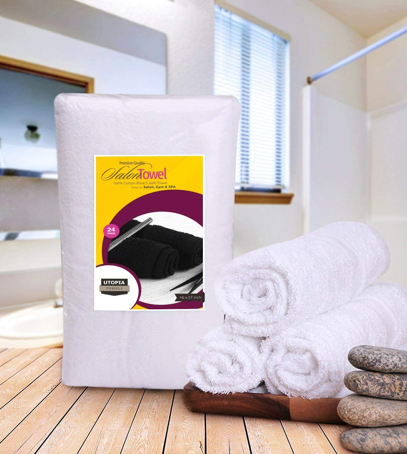 UTOPIA Cotton Salon Towels 16-Inch x 27-Inch, 24-Pack, White GORĄCA, niska cena