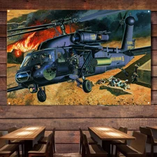 AH-60L DAP Battlehawk Attack Helicopter Art Banner and Flag Military Art Poster