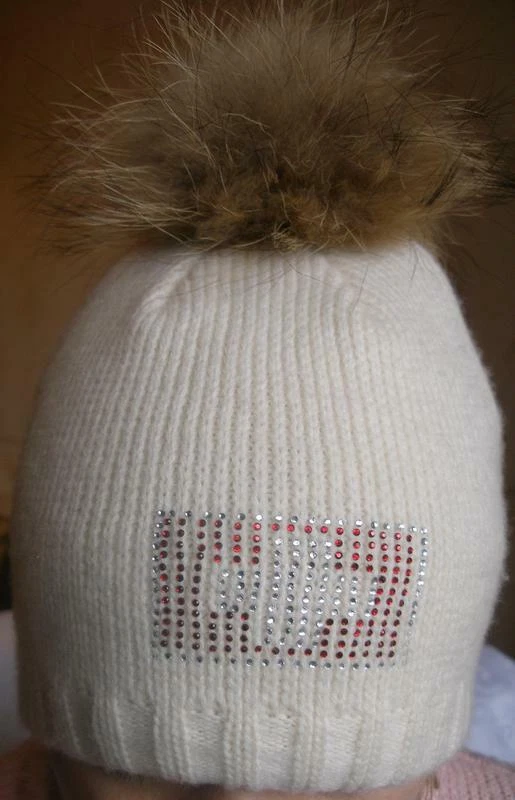 Lana 75% + Angora 17% Tejido Sombrero Gorro Mapache Real Pompón Talla 51-53 b... - Imagen 2 de 4