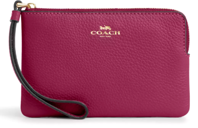 🧡 Coach Corner Zip Wristlet - Faded Blush (Peach) Pebble