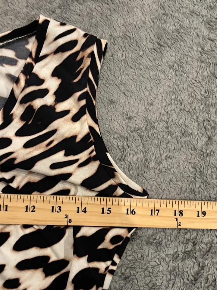 New York Company Blouse Womens Small Zebra Print V-Neck Sleeveless Casual Ruche Foto 3 de 4