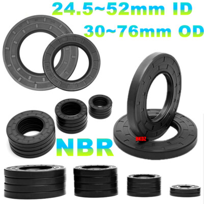 NBR Oil Seals Metric Nitrile Rubber Rotary Shaft Sealing 24.5~52mm ID 30~76mm OD