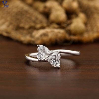 1.10 TCW Heart cut Labgrown Diamond Ring 18k White Gold Labstone
