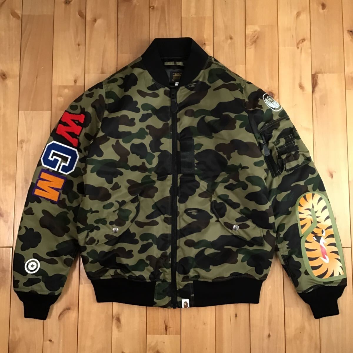 BAPE SHARK MA-1 bomber jacket 1st camo green A Bathing Ape BAPE SHARK MA-1 bomber jacket 1st camo green A Bathing Ape