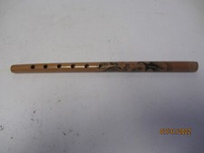 VINTAGE HAND CARVED WOOD 6 HOLE WHISTLE FLUTE MADE IN JAPAN DRAGON DESIGN