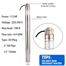 2" Screw Pump Deep Well Submersible Pump Water Pump 220V/60Hz 1/2HP 370W