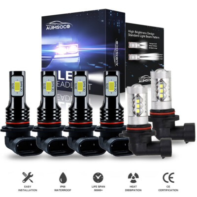 For Chrysler 300C 2005-2009 6X 6000K Combo LED Headlight Fog Light Bulbs Kit