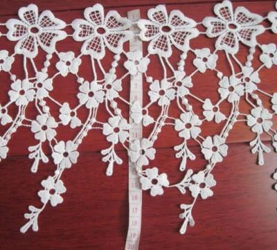 2 Yards Milch Seide Quaste Blume Spitze Trim Kleidung Nähen Home Dekoration DIY - Bild 1 von 2