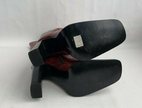 Botas Gian Carlo Rossi Cuero Ladrillo Estampado de Cocodrilo Cremallera Talón de Bloque Talla EU 38 EE. UU. 7.5 - Imagen 8 de 11