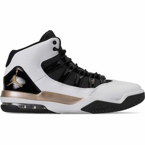 Men's Air Jordan Max Aura Off-Court Shoes White/Black/Gold AQ9084 107 | eBay
