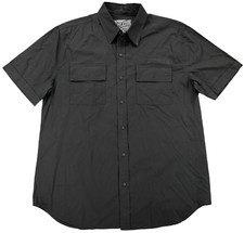 Affliction Mens Black Label Premium Button Up Short Shirt Large Black Skulls
